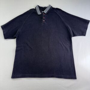 VTG Gotcha Polo Shirt Mens XL‎ Black Oversized Y2K Short Sleeve Thick Skater 00s
